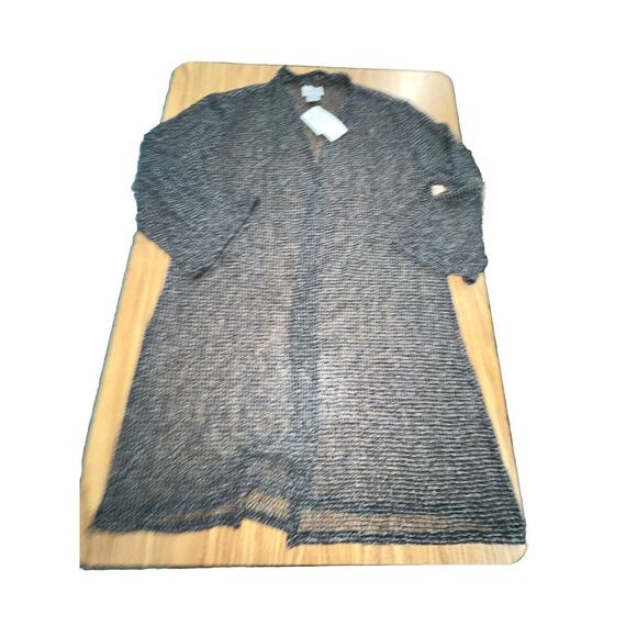 Chico's chicos Sz 1 Medium Black Open Front 3/4 Sleeve Lightweight Jacket Knit - Picture 1 of 9